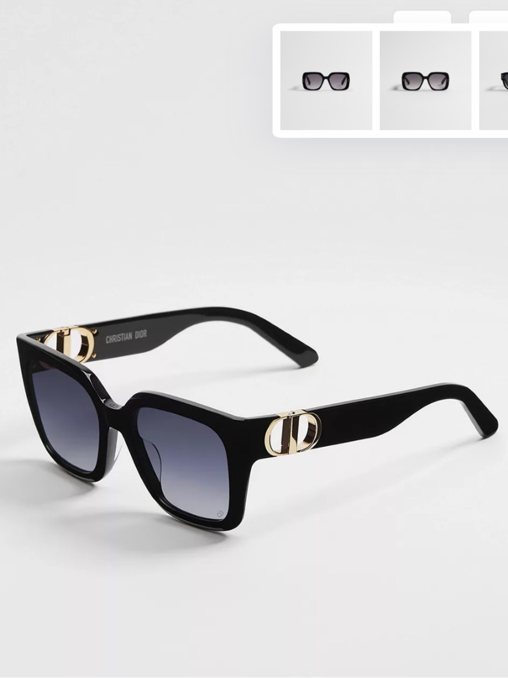 Dior Black Square Sunglasses with Gold CD Temples (30Montaigne S8U)